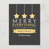 黄色および灰色のメリーすべて休日 シーズンポストカード (正面)