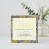黄色および灰色のヴィンテージの花の結婚式の招待 招待状 (スタンド正面)