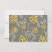 黄色および灰色のヴィンテージの花柄RSVP 出欠カード (裏面)