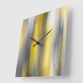 黄色および灰色の垂直抽象芸術 スクエア壁時計 (傾斜)