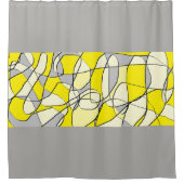 黄色および灰色の抽象的でモダンなシャワー・カーテン シャワーカーテン (正面)