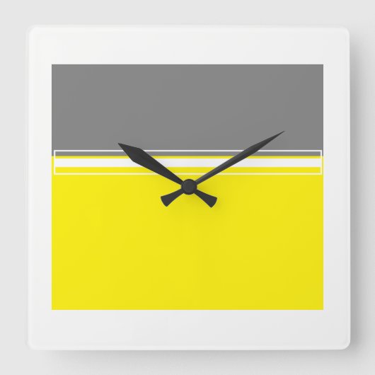 黄色および灰色の正方形の柱時計の力 スクエア壁時計 (正面)