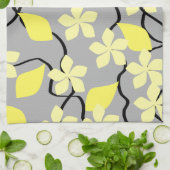 黄色および灰色の花。 花パターン キッチンタオル (折り畳み)