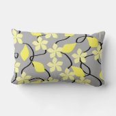 黄色および灰色の花。 花パターン ランバークッション (裏面)