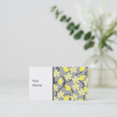 黄色および灰色の花。 花パターン 名刺 (スタンド正面)