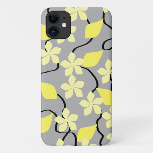 黄色および灰色の花。 花パターン Case-Mate iPhoneケース (裏面)
