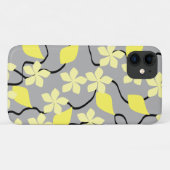 黄色および灰色の花。 花パターン Case-Mate iPhoneケース (裏面(横))