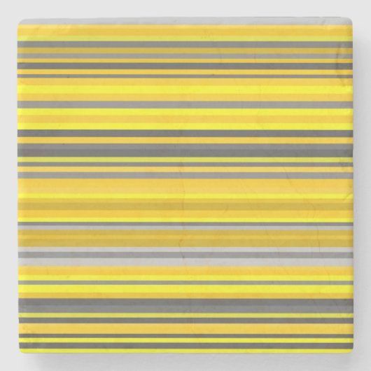 黄色および灰色ラインかストライプなパターン ストーンコースター (正面)