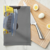 黄色および白いチェック模様のタクシー キッチンタオル (四つ折り)