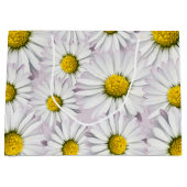 黄色および白いデイジーのプリント ラージペーパーバッグ (正面)