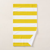 黄色および白い横は縞で飾ります バスタオルセット (ハンドタオル)