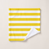 黄色および白い横は縞で飾ります バスタオルセット (ウォッシュタオル)
