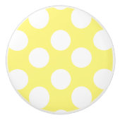 黄色および白い水玉模様の家具のノブ セラミックノブ (正面)