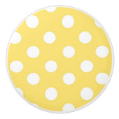黄色および白い水玉模様パターン セラミックノブ (正面)