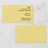 黄色および白い水玉模様パターン 名刺 (正面/裏面)