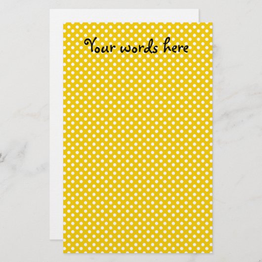 黄色および白い水玉模様 便箋 (正面/裏面)