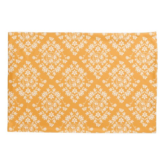 黄色および白い花のダマスク織の枕箱 枕カバー (裏面)