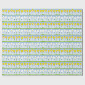 黄色および白い花パターン包装紙 ラッピングペーパー (フラット)