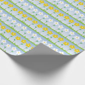 黄色および白い花パターン包装紙 ラッピングペーパー (角)