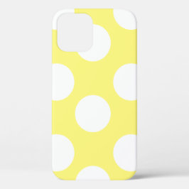 黄色および白く大きい水玉模様の電話箱 iPhone 12ケース