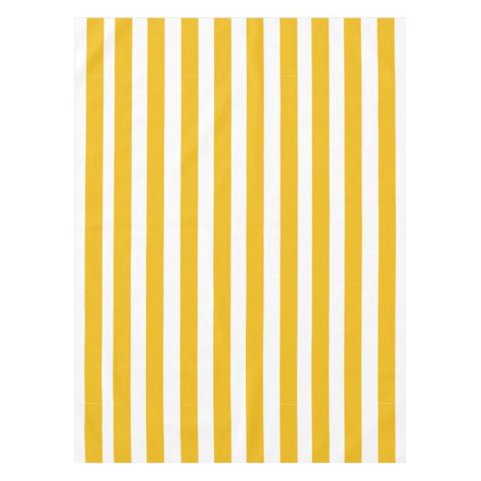 黄色および白のストライプパターン テーブルクロス (正面)