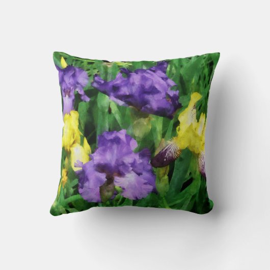 黄色および紫色のアイリス クッション (裏面)