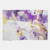 黄色および紫色の水彩画の背景 キッチンタオル (横)