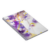 黄色および紫色の水彩画の背景 ノートブック (右側)