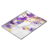 黄色および紫色の水彩画の背景 ノートブック (左側)