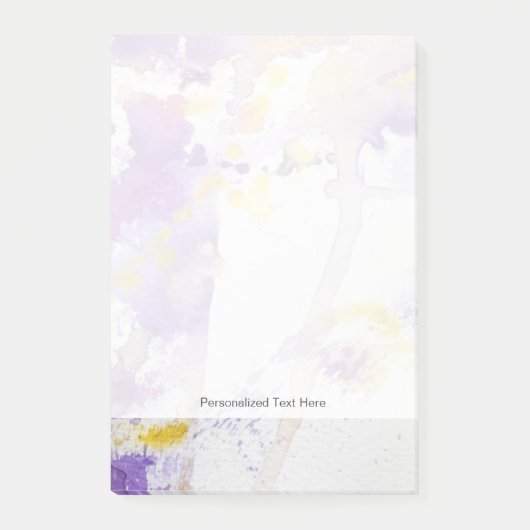 黄色および紫色の水彩画の背景 ポストイット (正面)