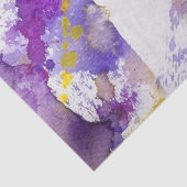 黄色および紫色の水彩画の背景 薄葉紙 (詳細)