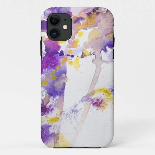 黄色および紫色の水彩画の背景 Case-Mate iPhoneケース (裏面)