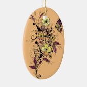 黄色および紫色の花の入れ墨 セラミックオーナメント (右)