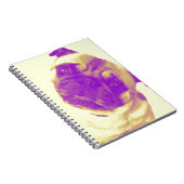 黄色および紫色の芸術家インスパイアパグのプリント ノートブック (右側)