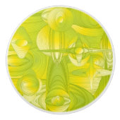 黄色および緑のアールデコ セラミックノブ (正面)