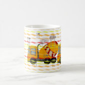 黄色および赤いトラックミキサ コーヒーマグカップ (中央)