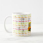 黄色および赤いトラックミキサ コーヒーマグカップ (左)