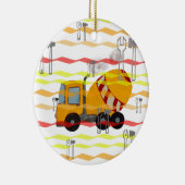 黄色および赤いトラックミキサ セラミックオーナメント (右)