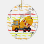 黄色および赤いトラックミキサ セラミックオーナメント (左)