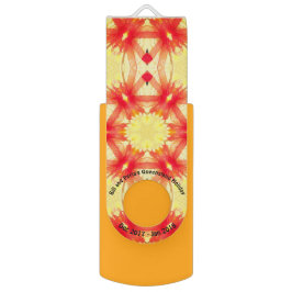 黄色および赤いフラクタルの休日パターン~ USBフラッシュドライブ