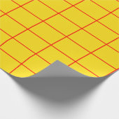 黄色および赤い格子 ラッピングペーパー (角)