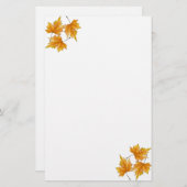 黄色および金ゴールドのかえでの葉 便箋 (正面/裏面)