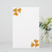 黄色および金ゴールドのかえでの葉 便箋 (スタンド正面)