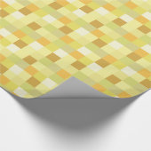 黄色および金ゴールドのPixelatedパターン ラッピングペーパー (角)