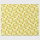 黄色および金ゴールドのPixelatedパターン ラッピングペーパー (フラット)