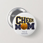 黄色および青のチアリーダーのお母さんボタン 缶バッジ (正面&裏面)