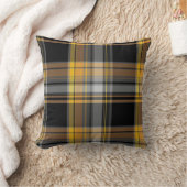 黄色および黒いタータンチェック格子縞のデザイン クッション (ブランケット)