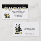 黄色および黒いデイジーの買物をする名刺 名刺 (正面/裏面)