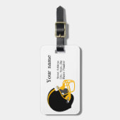 黄色および黒いフットボールの荷物のラベル ラゲッジタグ (正面縦)