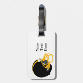 黄色および黒いフットボールの荷物のラベル ラゲッジタグ (裏面縦)